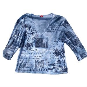 Blue graphic print long sleeve